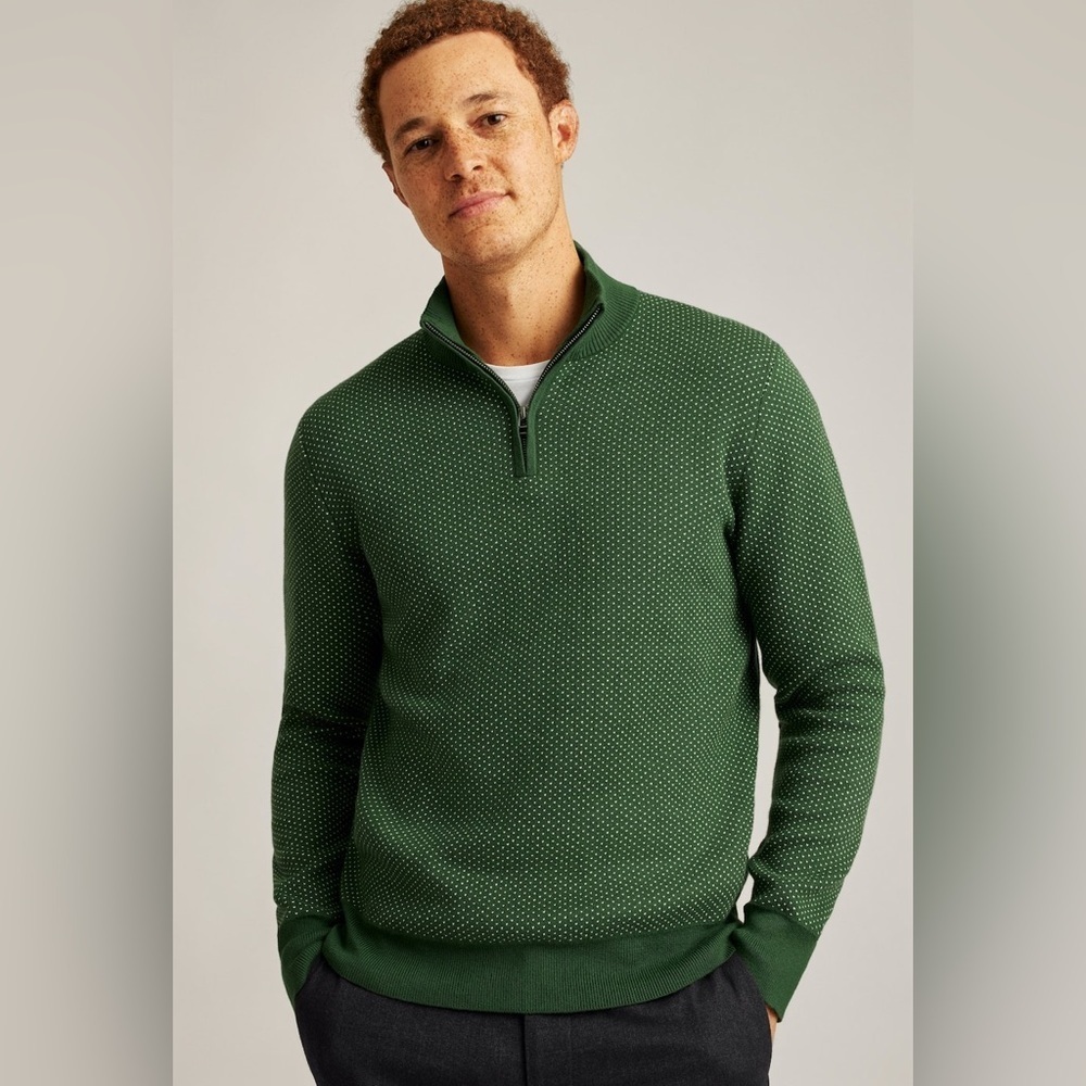 Bonobos MEN'S WASHABLE COTTON CASHMERE HALF-ZIP Green